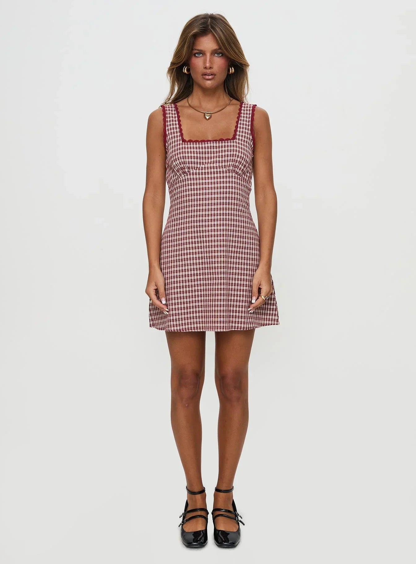 Dasha Mini Dress Red Check Tall