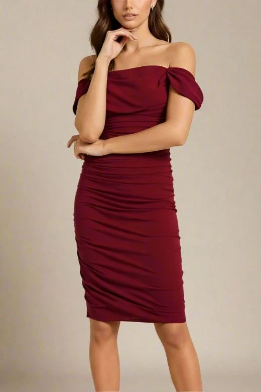 Zia Bodycon Wrap Dress Red Wine Sale