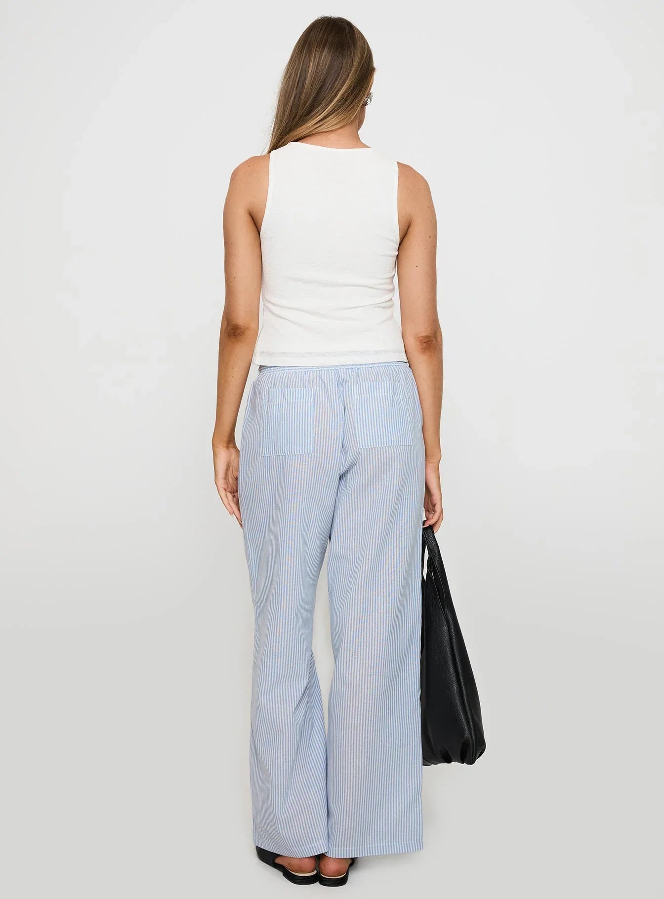 Holiday Tie Front Pant Blue White Stripe