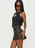 Traverse Faux Leather Mini Skirt Washed Brown