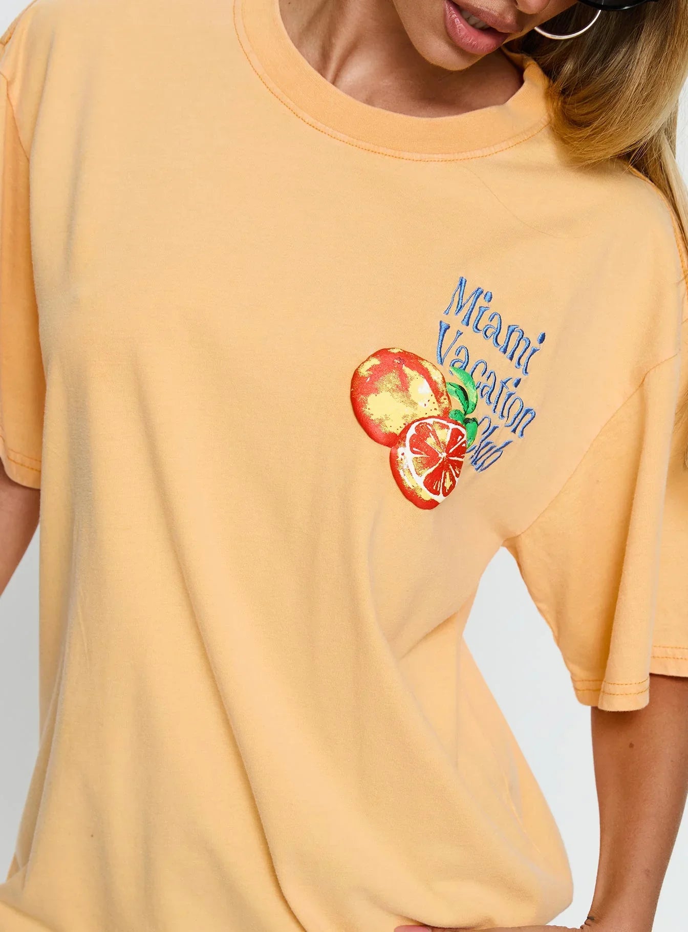 Miami Vacation Club Oversized Graphic Top Orange