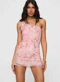 Bramwell One Shoulder Mini Dress Pink Tall