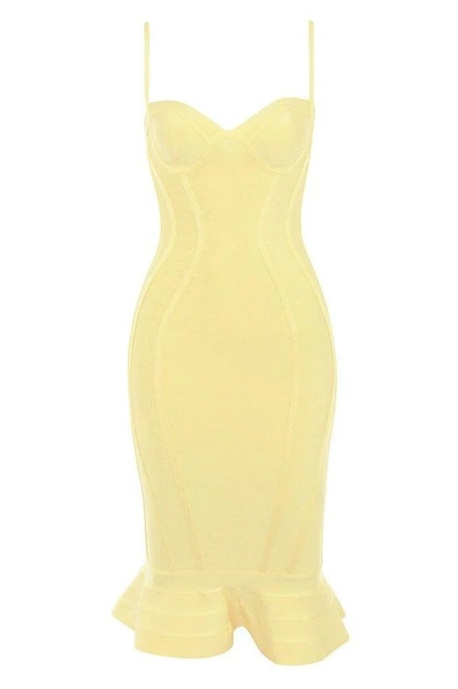 Joy Bandage Midi Dress Sun Yellow