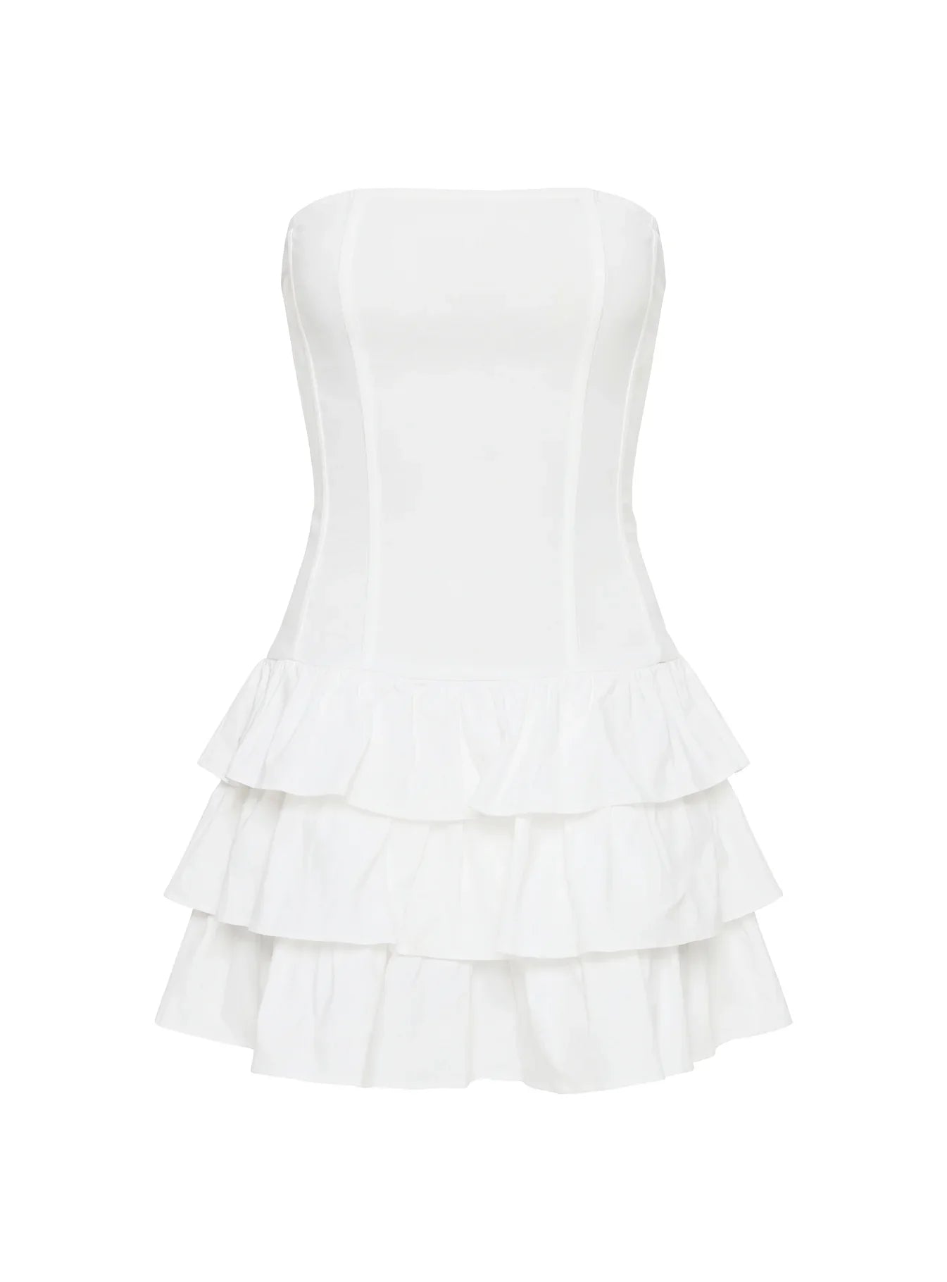 Valentia Tiered Mini Dress White