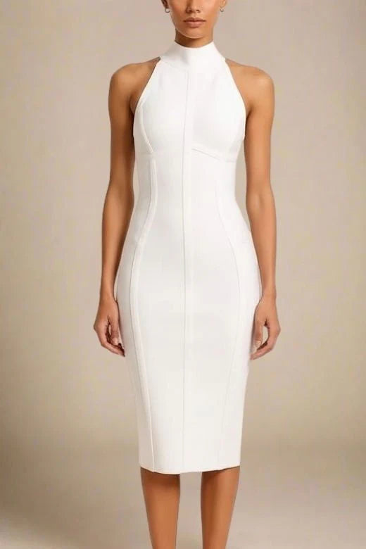 Lea Bandage Midi Dress White Pearl