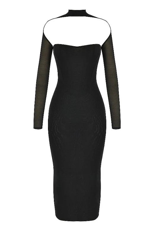Lillian Bodycon Midi Dress Classic Black Sale
