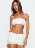 Queens Boulevard Frill Crop Top White