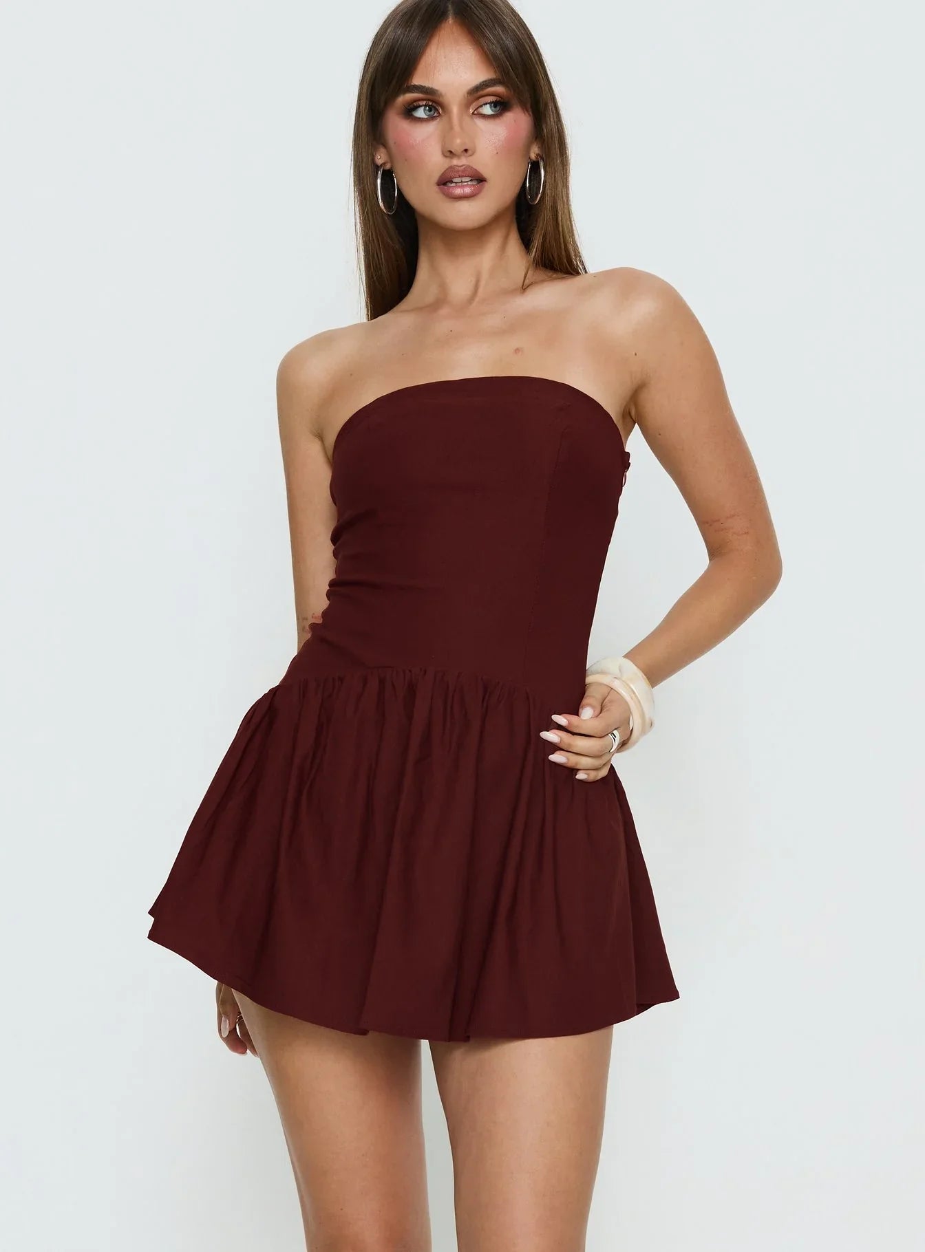 Evrae Strapless Playsuit Brown