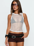 Piers Mesh Sleeveless Top White