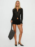Marcita Floral Knit Longline Shirt Black