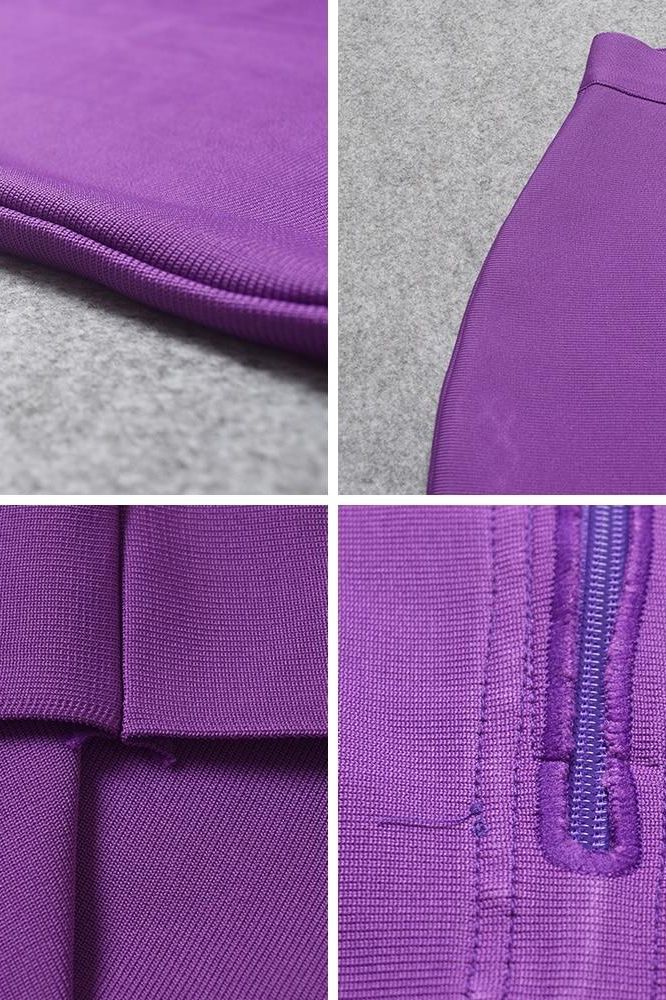 Pencil High Waist Bandage Knee Length Skirt Plum Purple