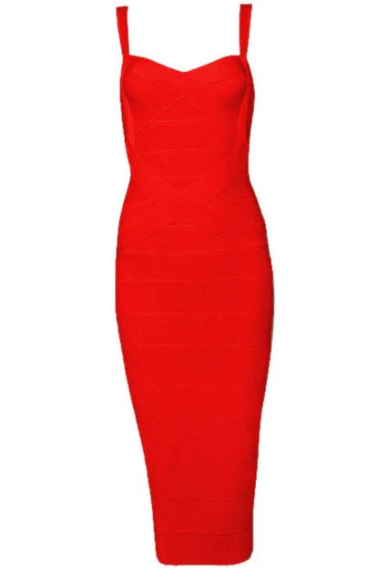 Heidi Bandage Midi Dress Lipstick Red