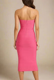 Aaliyah Bandage Midi Dress Hot Pink