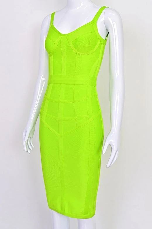 Pip Bandage Corset Dress Neon Green