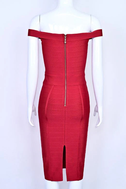 Breanna Bandage Dress Chilli Red