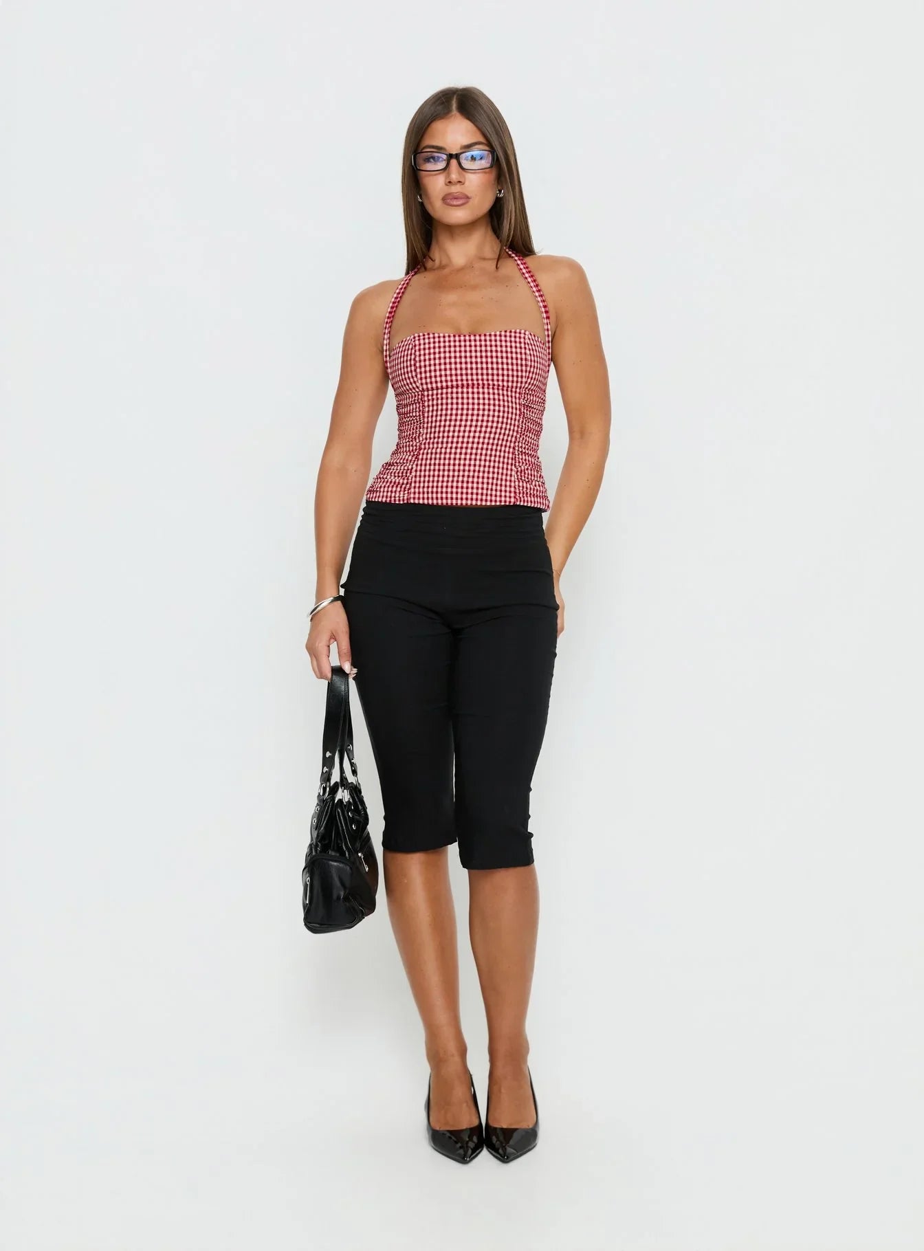 West Coast Love Halter Top Red Gingham