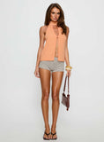 Rhevena Plunge Backless Top Orange
