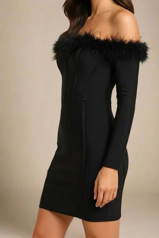 Erin Long Sleeve Bandage Mini Dress Classic Black