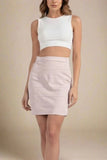High Waist Bandage Mini Skirt Cream