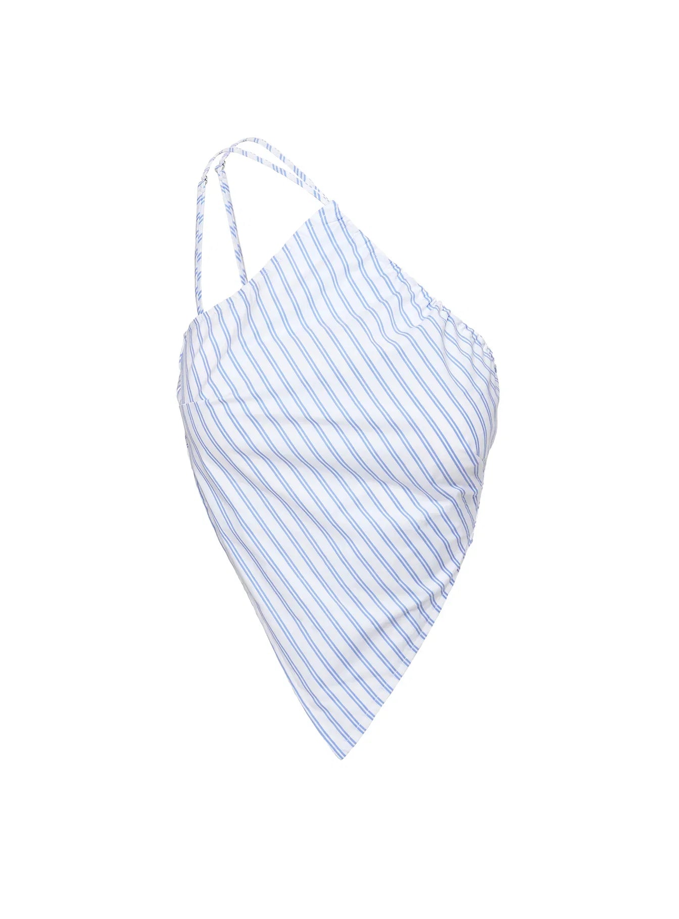 Collied Asymmetric Top Blue White Stripe