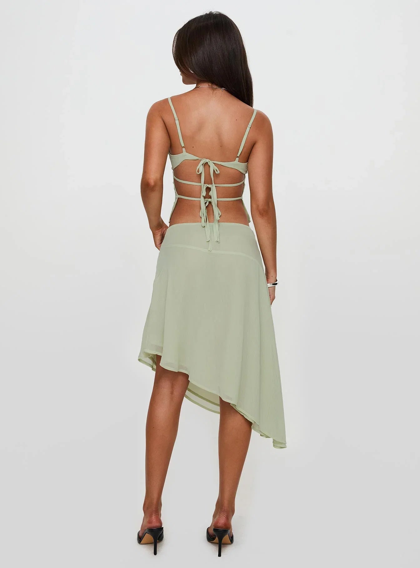 Pappilion Asymmetrical Midi Skirt Sage Petite