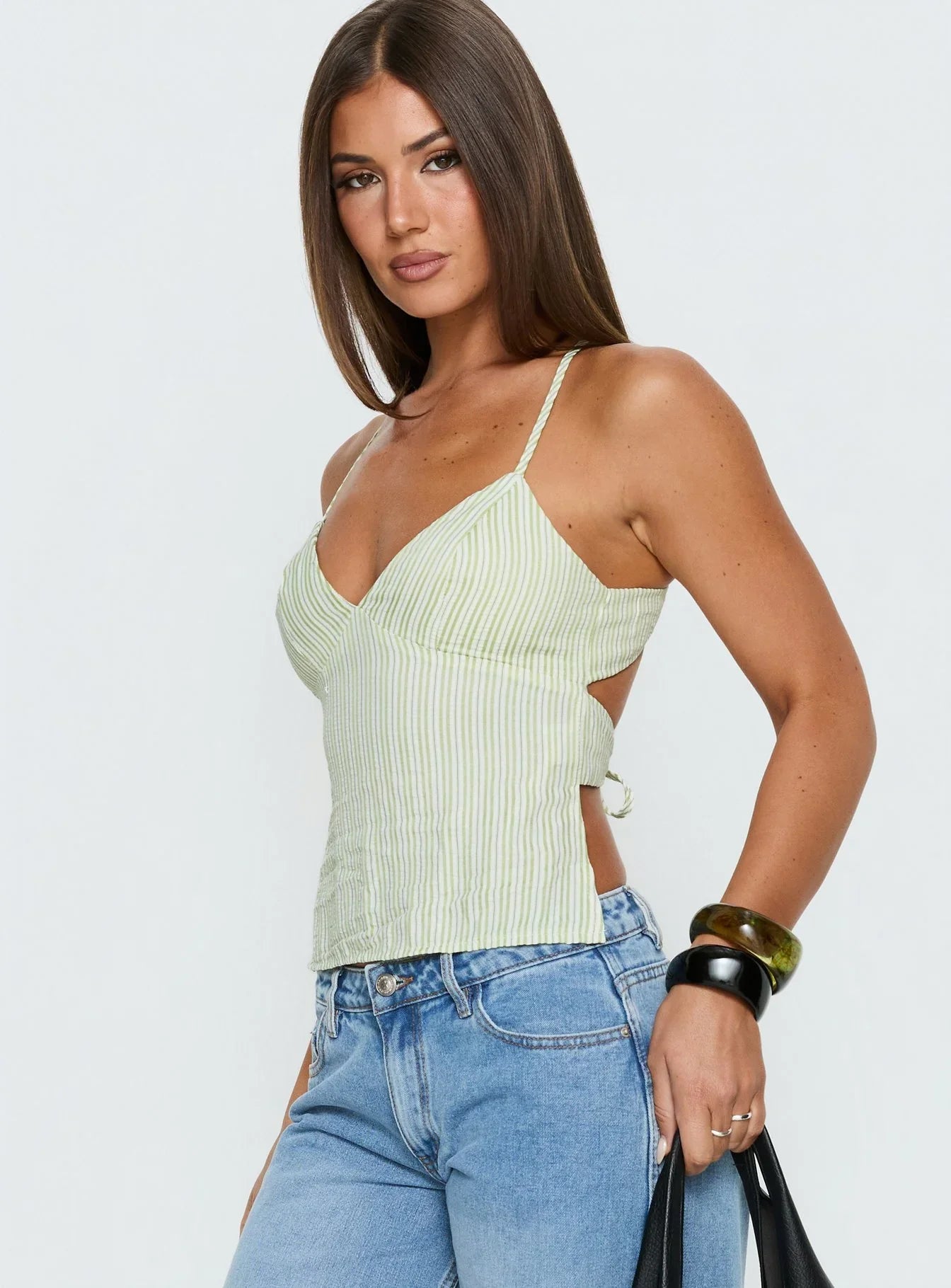 Candid Top Green Stripe
