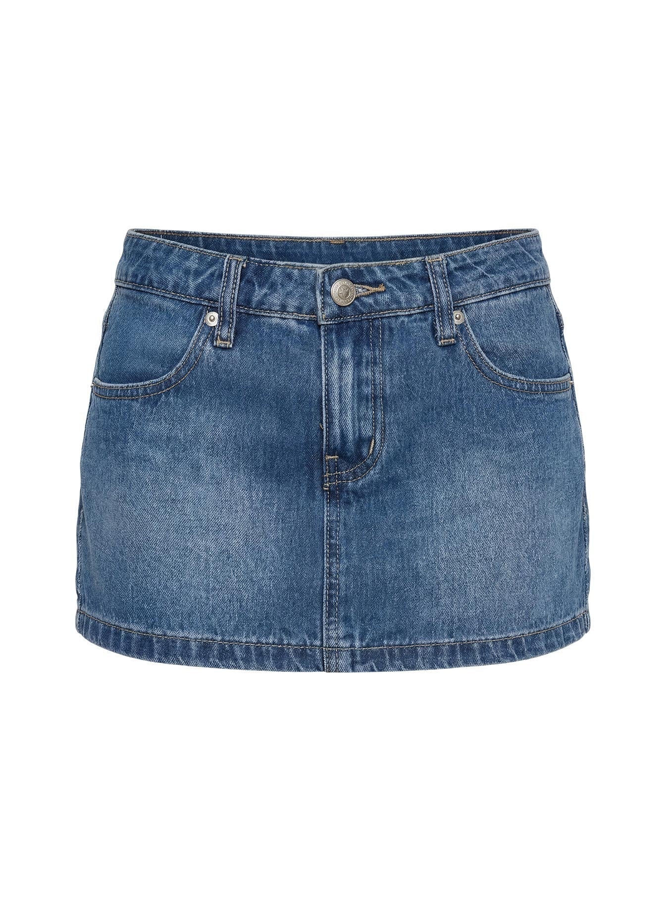 Baxon Low Rise Micro Denim Skort Mid Blue Wash