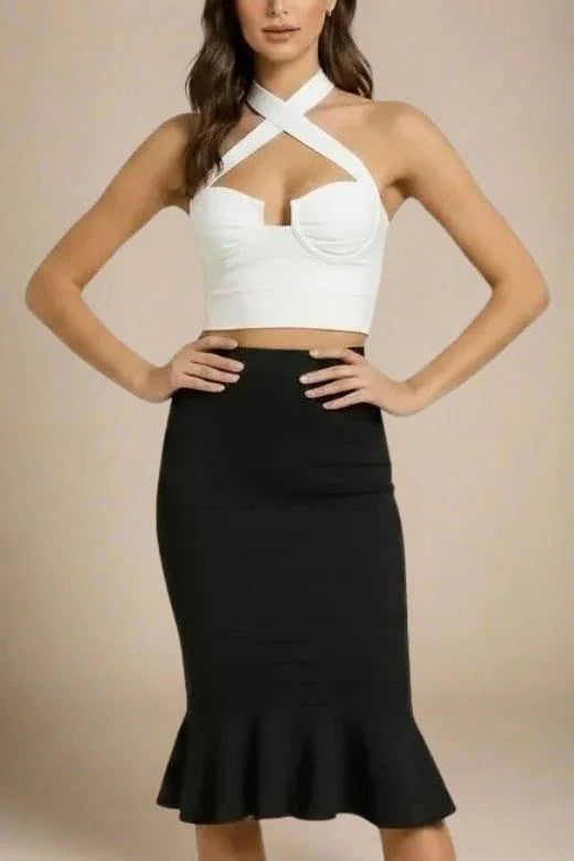 Willow Bandage Crop Top White Pearl