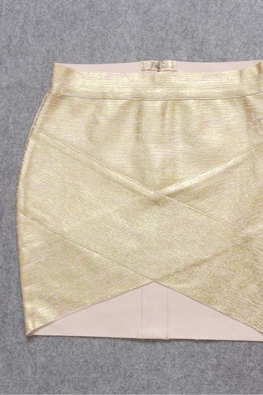 Jay High Waist Bandage Mini Skirt Gold