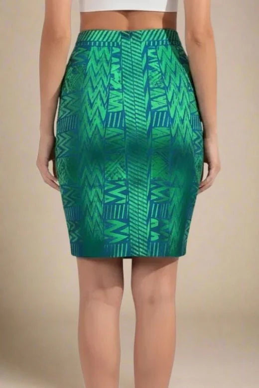 High Waist Metallic Leather Mini Skirt Emerald Green
