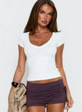 Daily Define Deep V Short Sleeve Top White