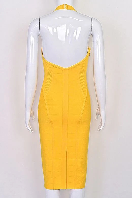 Isabella Bandage Midi Dress Mustard Yellow