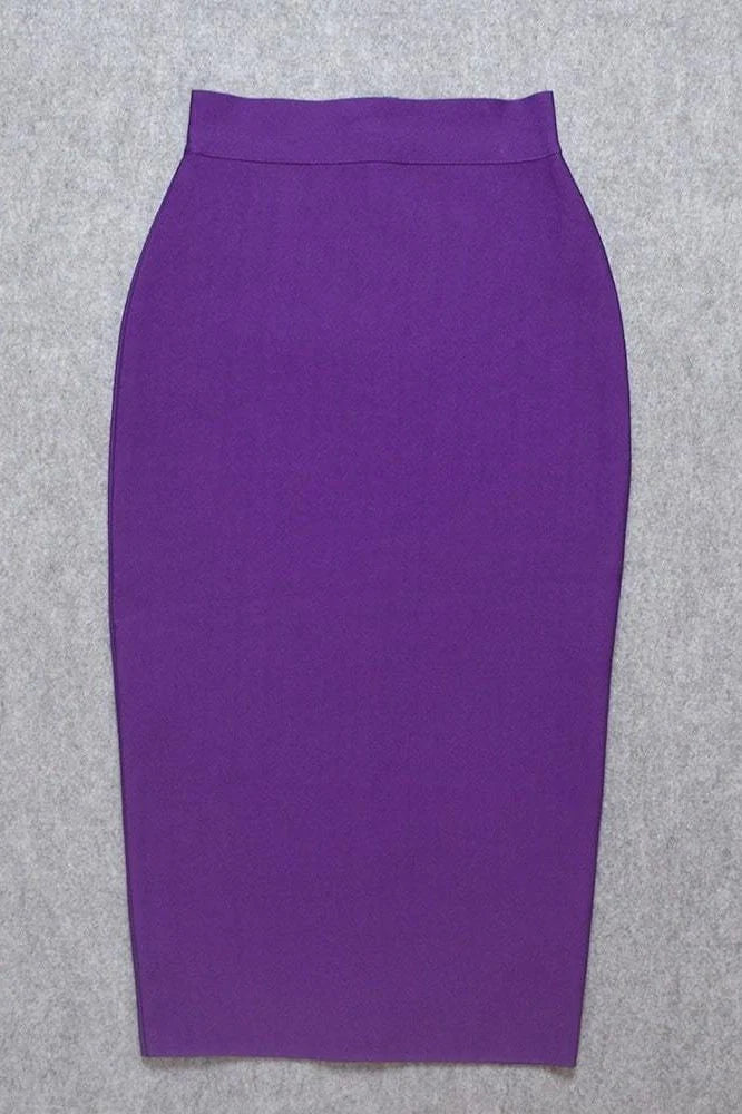 Pencil High Waist Bandage Midi Skirt Plum Purple