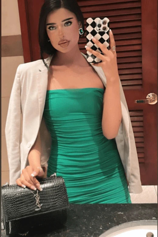 Cassie Bodycon Wrap Mini Dress Emerald Green