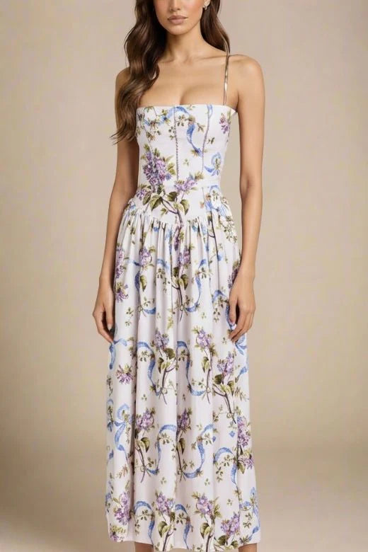 Tasmin Midi Dress White Floral