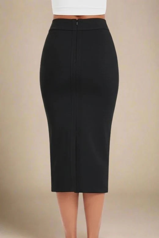 Pencil High Waist Bandage Midi Skirt Classic Black