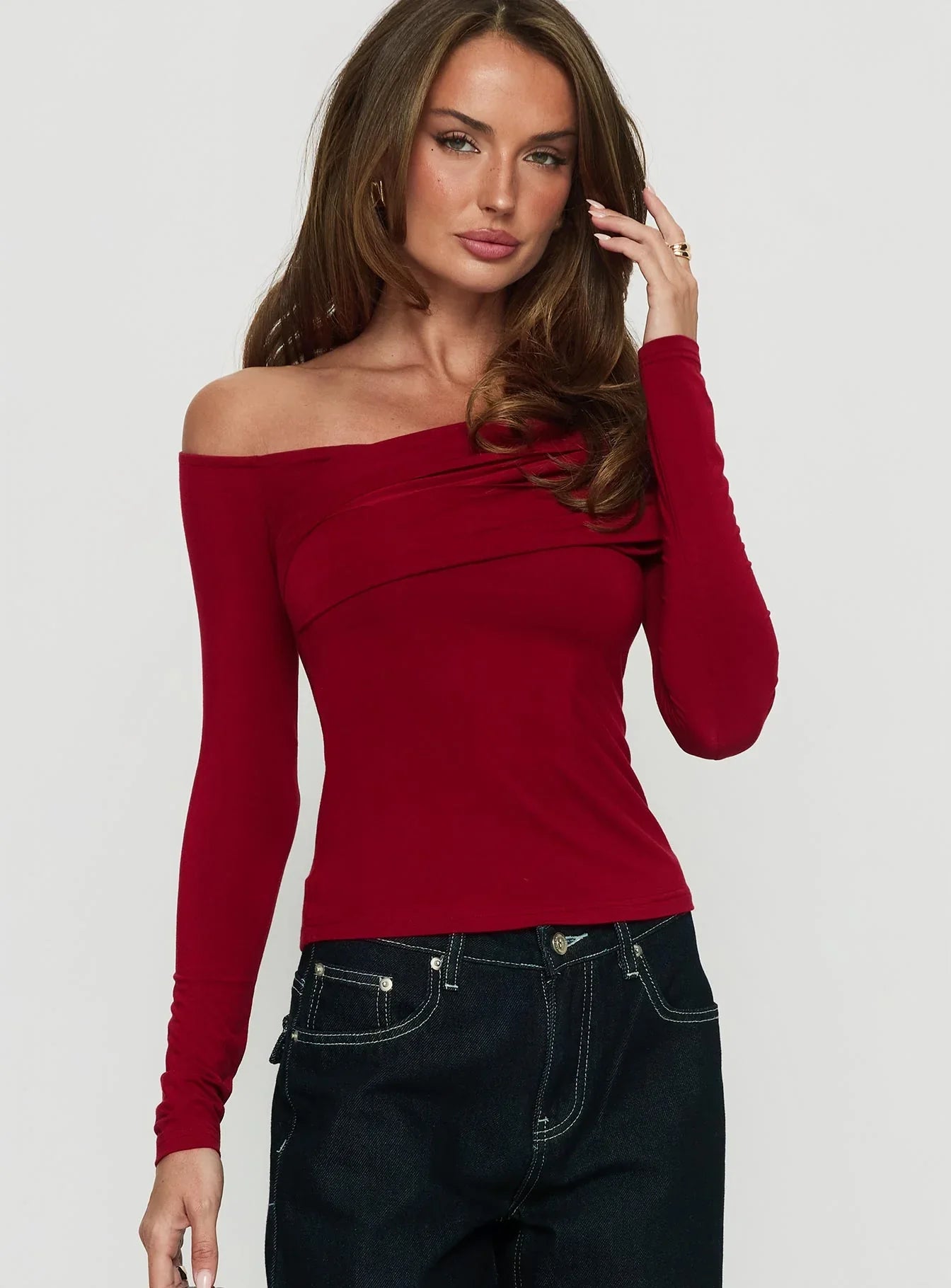 Sedonia Gathered Wrap Top Red