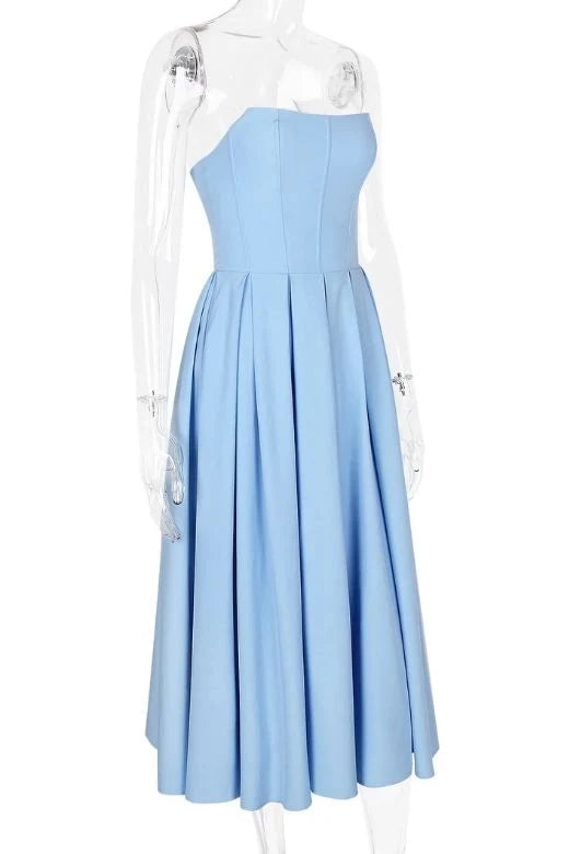 Capri Strapless Midi Dress Sky Blue