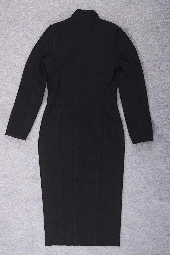 Brooke Long Sleeve Bandage Midi Dress Classic Black