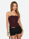 Flounce Strapless Top Plum