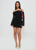 Fable Long Sleeve Off Shoulder Mini Dress Black