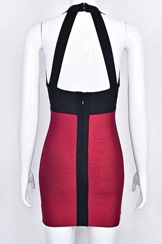 Audrey Bandage Mini Dress Cherry Red