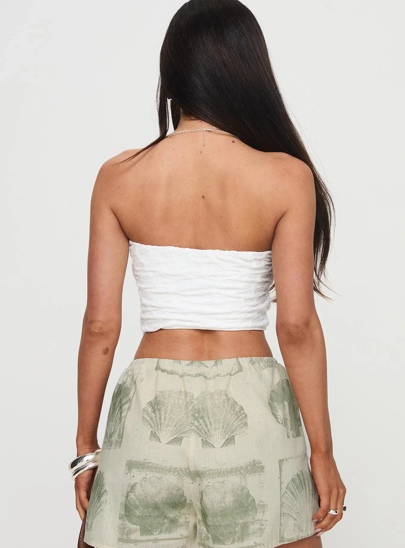 Fidget Strapless Top White