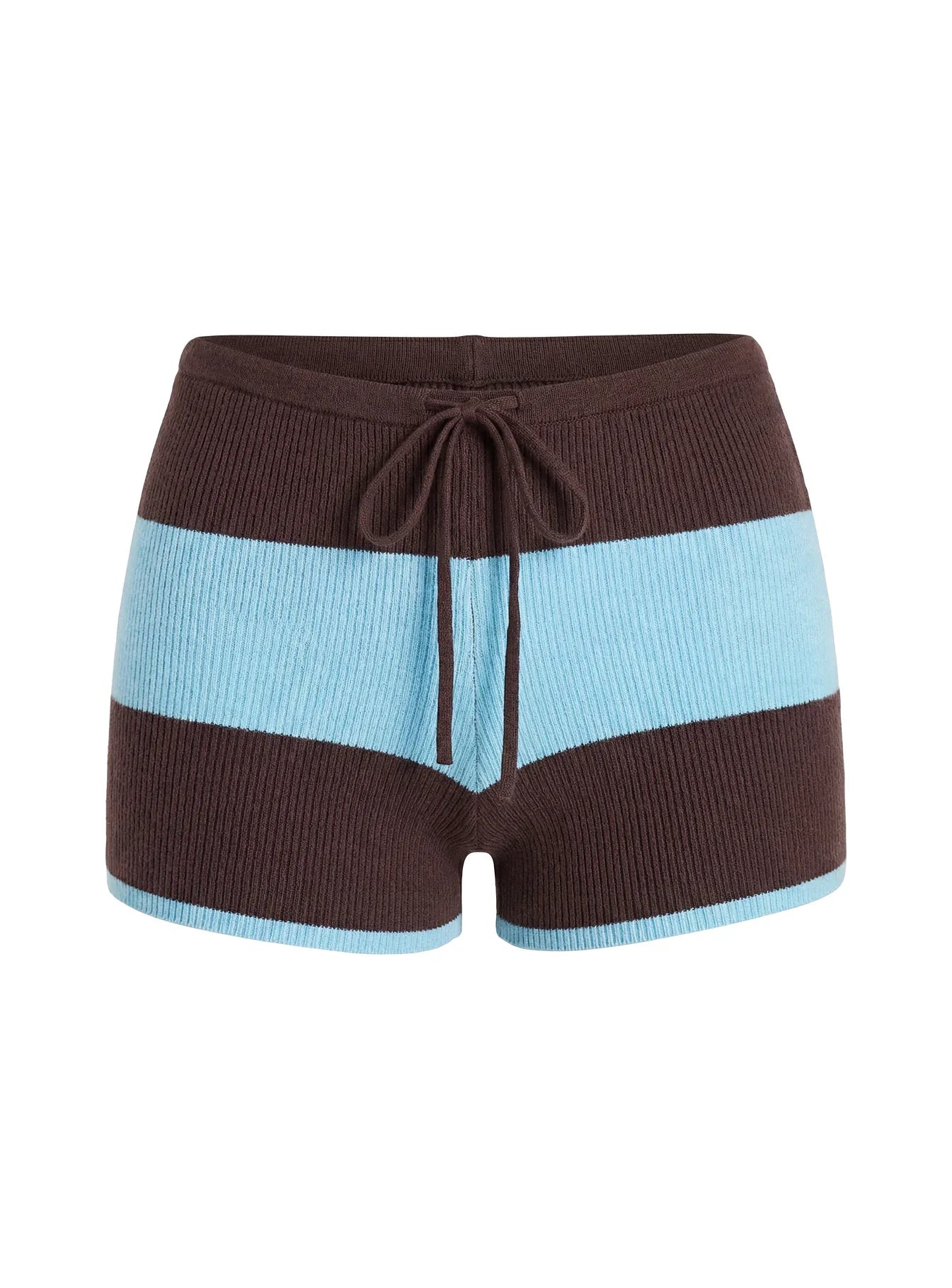 Ahani Low Rise Knit Shorts Blue / Brown