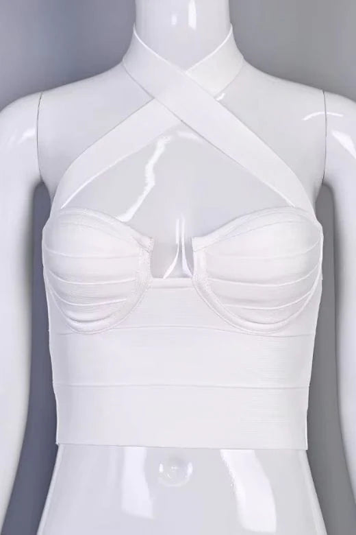 Willow Bandage Crop Top White Pearl