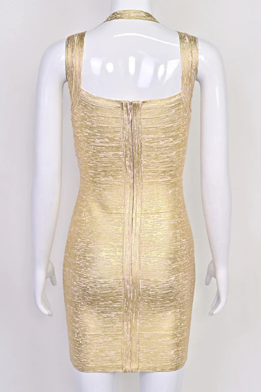 Ciara Bandage Mini Dress Gold Sale