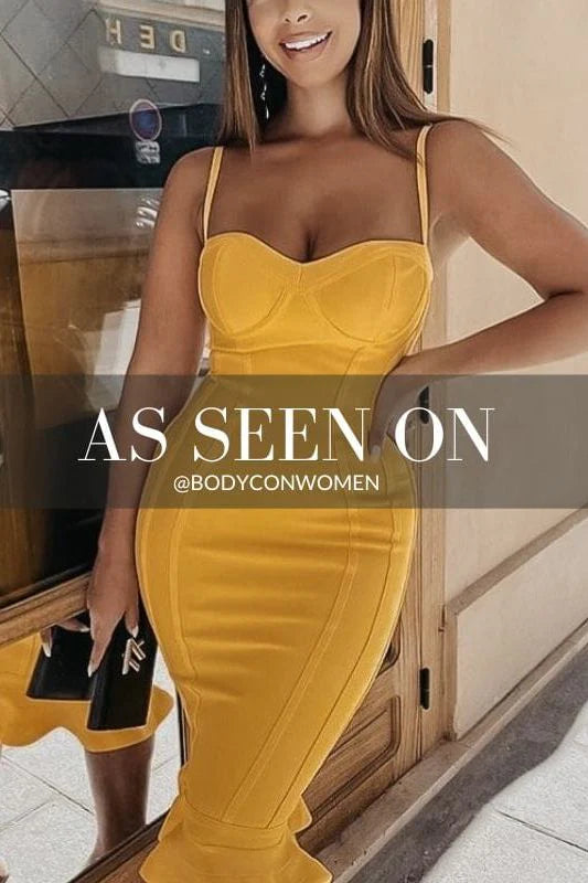 Joy Bandage Midi Dress Sun Yellow Sale