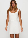Sweet Secrets Broderie Mini Dress White