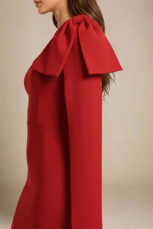Lela Long Sleeve Bandage Midi Dress Lipstick Red
