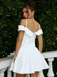Streetlights Off Shoulder Mini Dress White